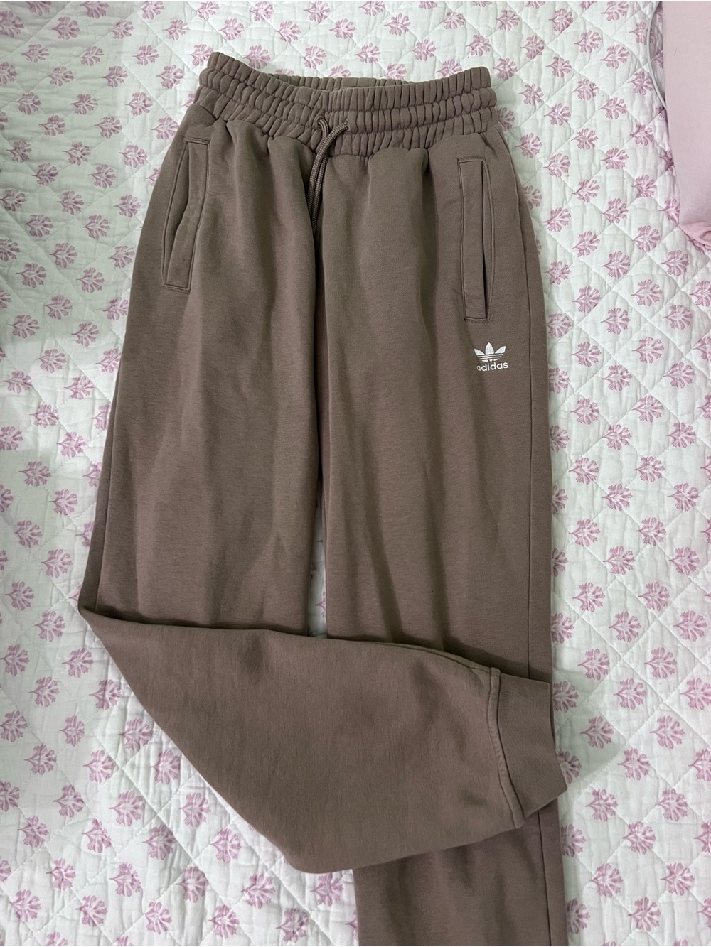 adidas Trefoil Joggers in Taupe Brown